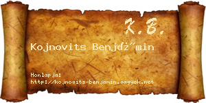 Kojnovits Benjámin névjegykártya